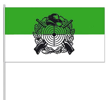 Papierfahnen Schützen grün/weiß mit Emblem (VE 50 Stück) 12 x 24 cm